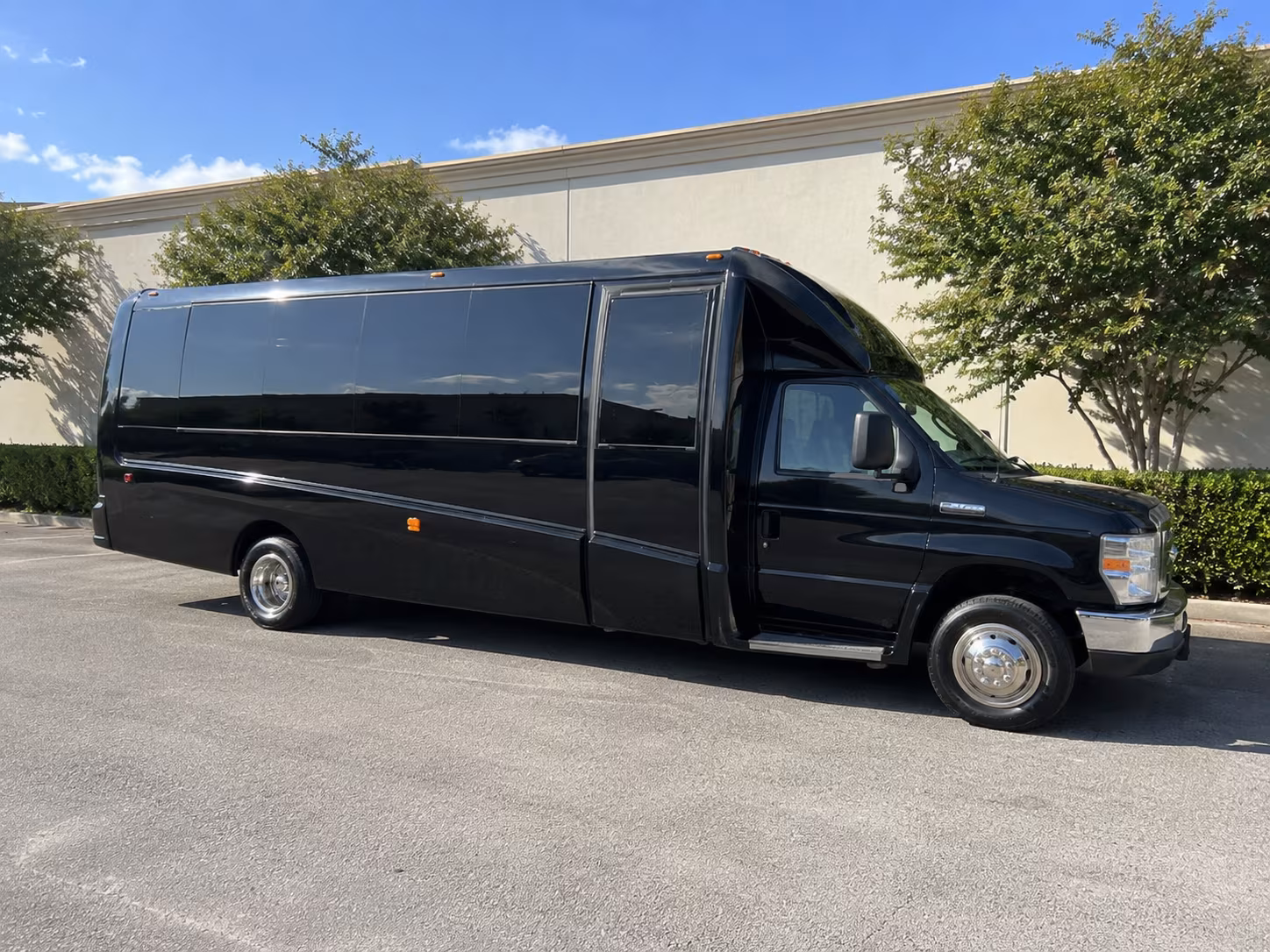 Passenger seating aboard a party bus rental serving Miramar