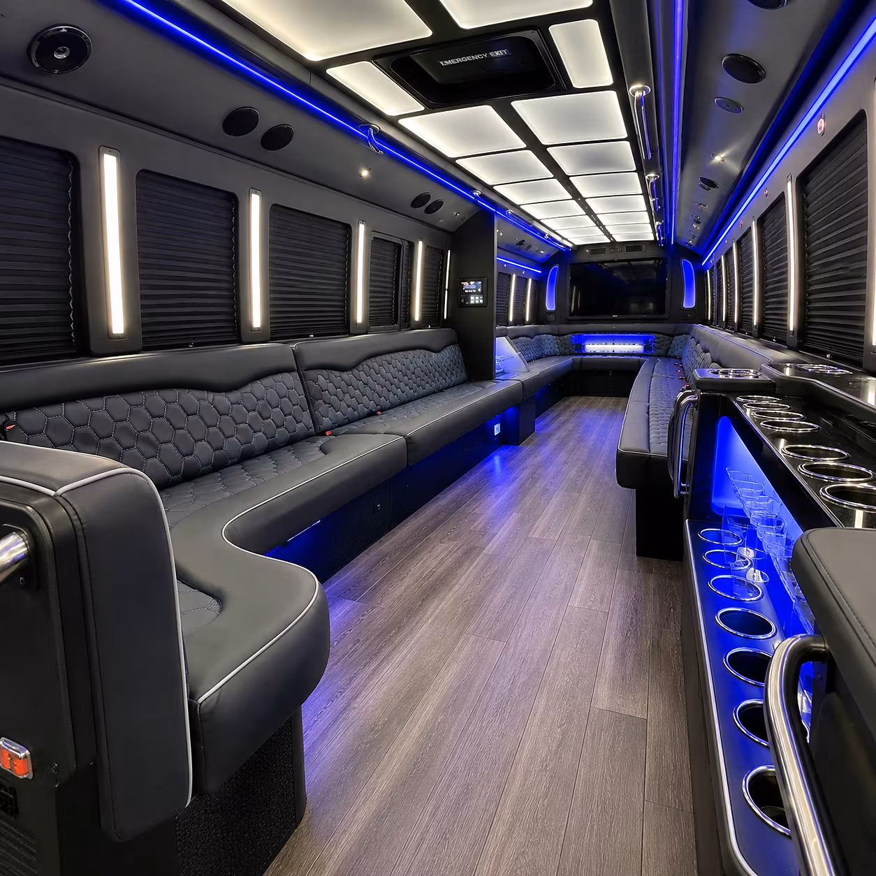 Miramar Wedding Transportation party bus interior