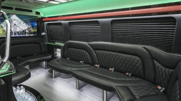 Interior of Charter Bus Company Fort Lauderdale's 14 Passenger Sprinter Limousine in Fort Lauderdale