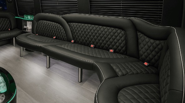 Interior of Charter Bus Company Lauderhill's 14 Passenger Sprinter Limousine in Lauderhill