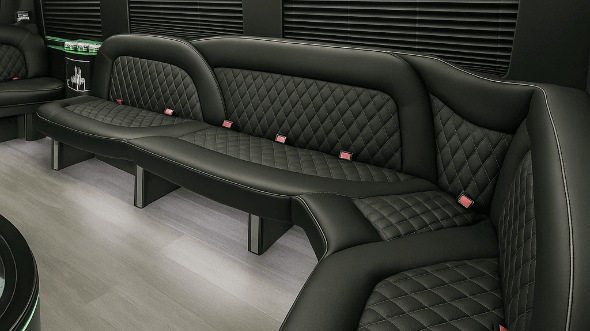 Interior of Charter Bus Company Tamarac's 14 Passenger Sprinter Limousine in Tamarac
