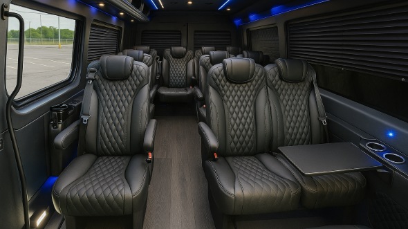 Interior of Charter Bus Company Miramar's 18 Passenger Minibus in Miramar