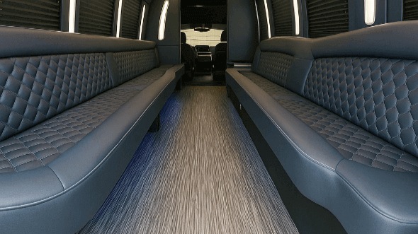 Interior of Charter Bus Company North Lauderdale's 20 Passenger Party Bus in North Lauderdale