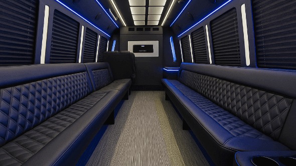 Interior of Charter Bus Company Plantation's 20 Passenger Party Bus in Plantation