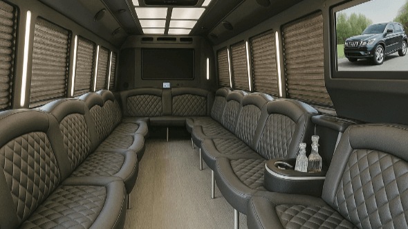 Interior of Charter Bus Company North Lauderdale's 30 Passenger Party Bus in North Lauderdale
