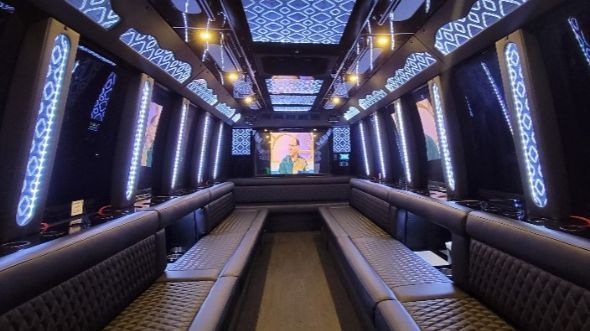 Interior of Charter Bus Company Plantation's 30 Passenger Party Bus in Plantation